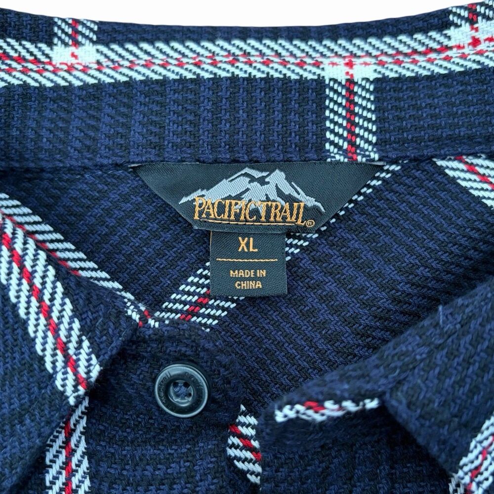 Pacific Trail Men's Shirt Size XL Plaid Button-Up Blue Long Sleeve Thick Cotton - Picture 4 of 9